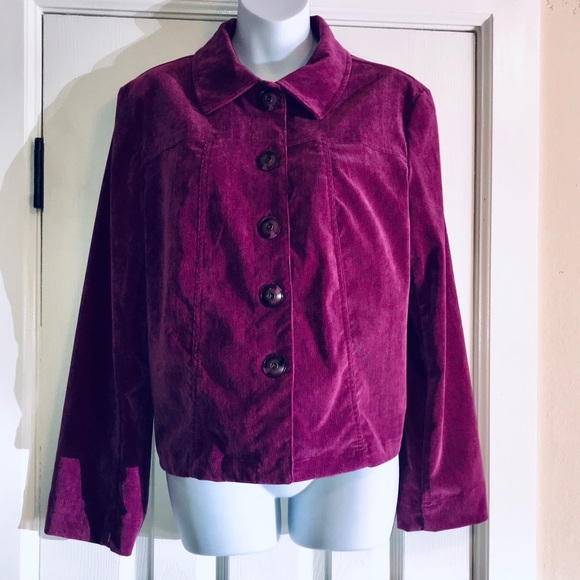 EUC RQT Stretch CORDUROY VELOUR Plum Jacket PXL - Picture 5 of 8